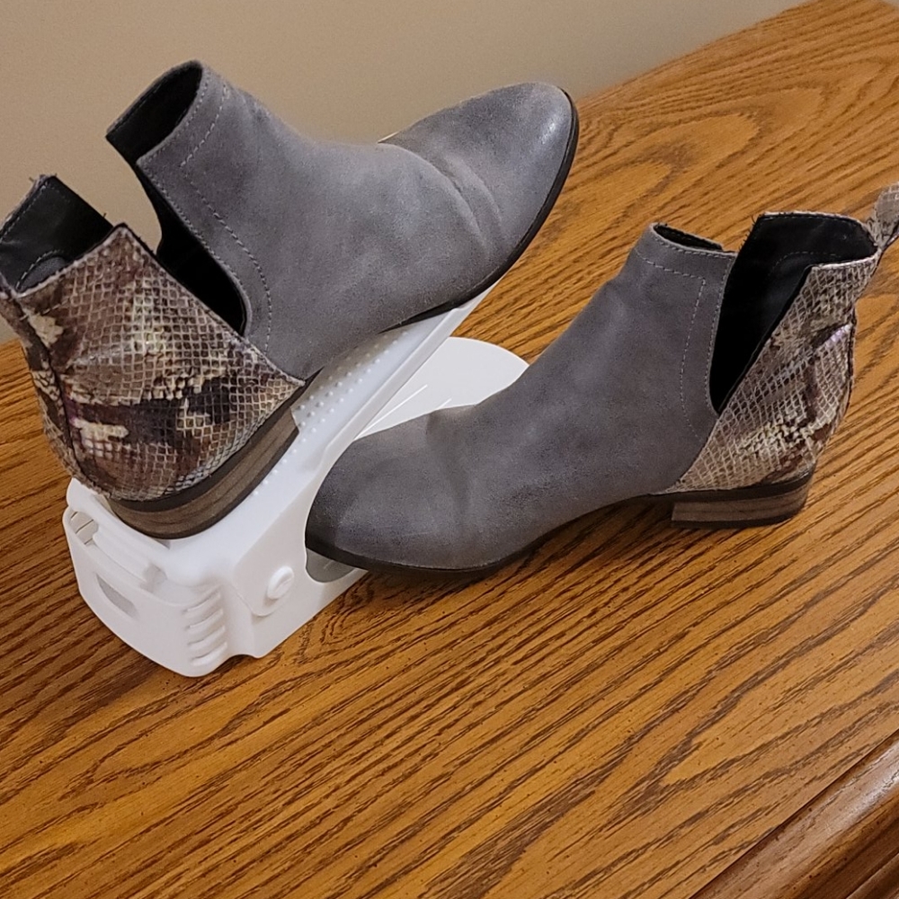 Snakeskin and soft leather booties